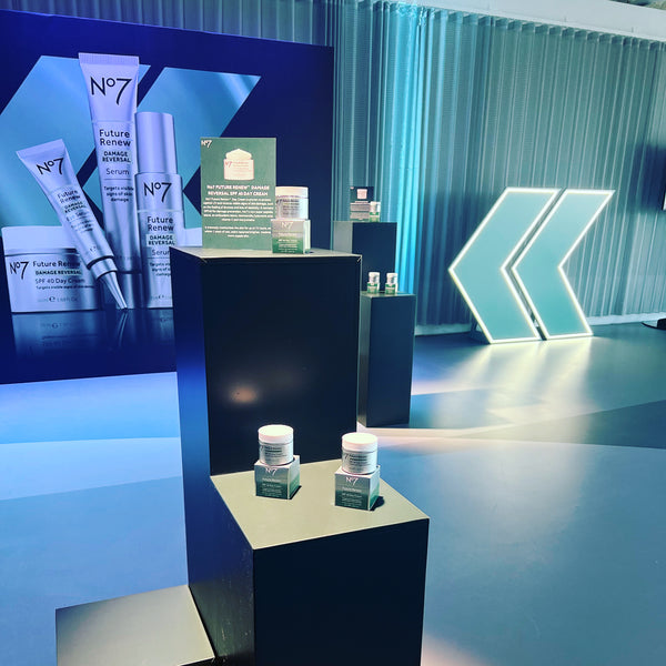 black display plinths at an event