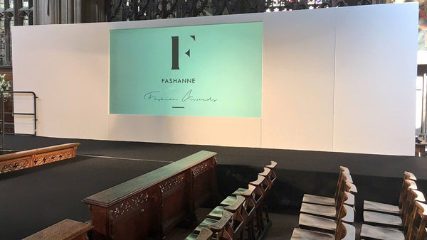 White event set panel for conference staging