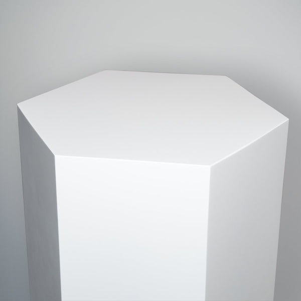 White Sprayed Exhibition Plinth Hexagon - Premier Woodshop