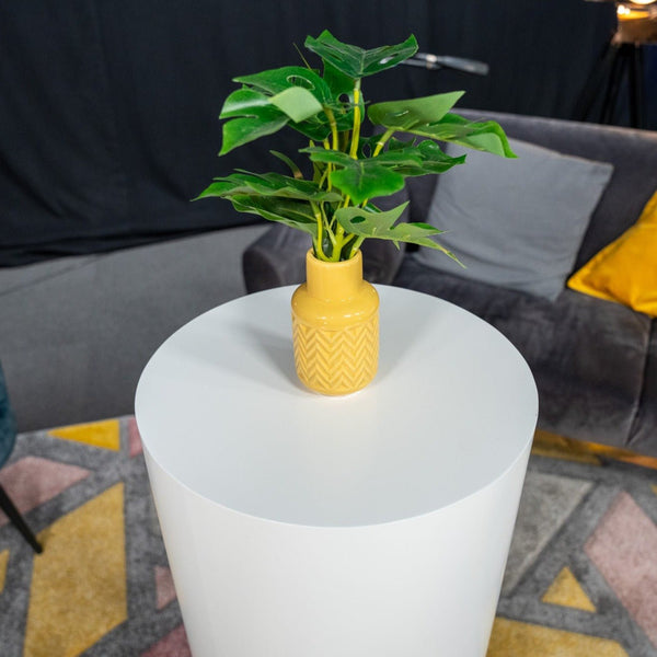 Premium Wooden White Retail Display Plinth, Circular