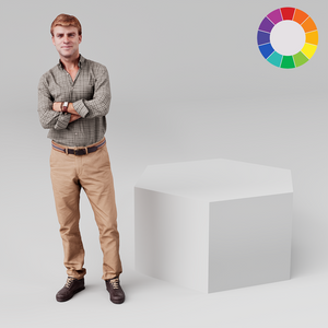 Hexagonal display plinth, 600mm across and 500mm tall, available in custom colours