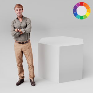 Hexagonal display plinth, 600mm across and 700mm tall, available in custom colours