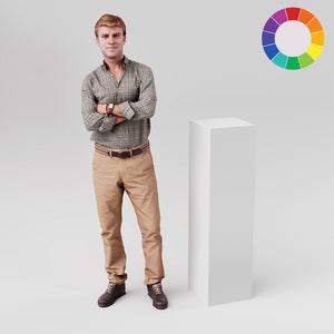 Square retail display plinth, 300mm square and 1100mm tall, in white