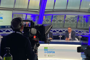 Custom News Desk Built For a Hybrid Event