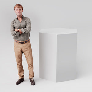 White Wooden Hexagonal Retail Display Plinth, 500mm x 1100mm 
