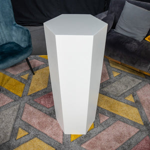 White hexagonal display plinth