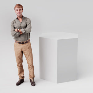 White Wooden Hexagonal Retail Display Plinth, 500mm x 1000mm 