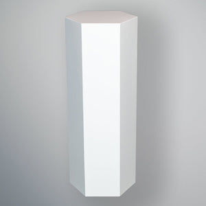 White hexagonal plinths arranged together