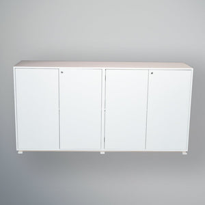 White Retail Display Counter with Lockable Doors